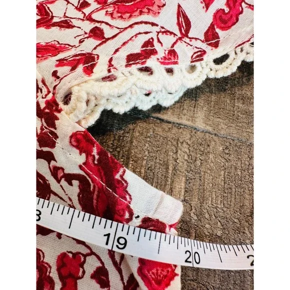 CASA CABANA Women's M Cotton NWT Penelope Red Licorice Short Sleeve Tasseled Top - Picture 11 of 12